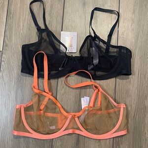 Savage X Fenty Sheer Black and Orange Bras